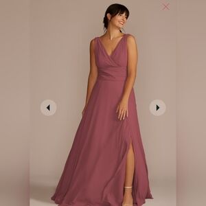 long chiffon surplice tank dress
